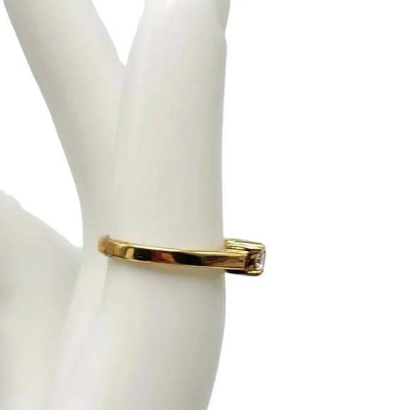 Clear Rhinestone Four Stone Gold Plated Vintage Cocktail Ring Size 5 Vintage - Picture 4 of 6